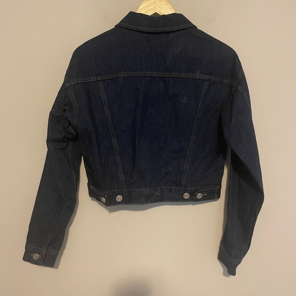 Frame Denim Jean jacket cropped full‎ zip XS dark wash classic casual cotton - Picture 6 of 7